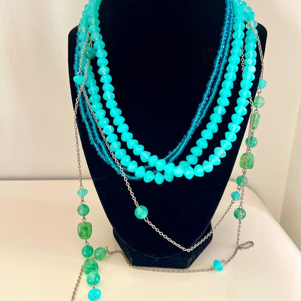 Bright & Fun Turquoise Multi-Strand Necklace – Perfect for Spring & Summer! 💙✨